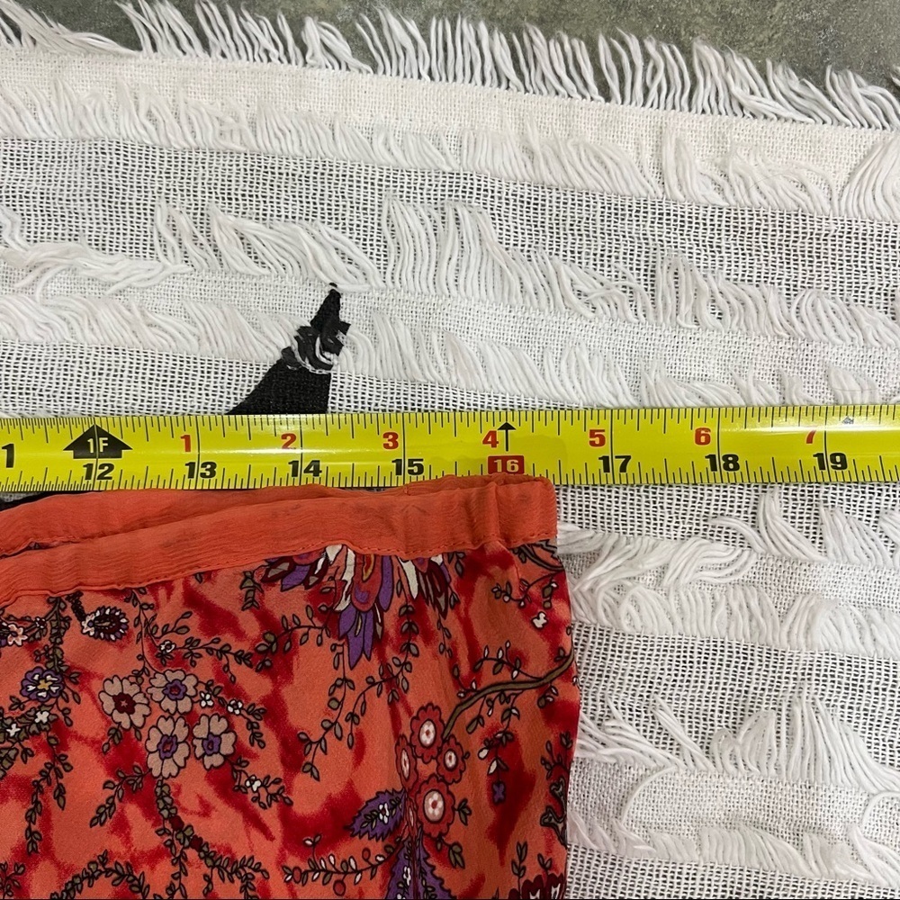 Y2K LinQ Los Angeles Women's Ruched Floral 100% Silk Set Sz L Boho Cottagecore - Picture 9 of 10